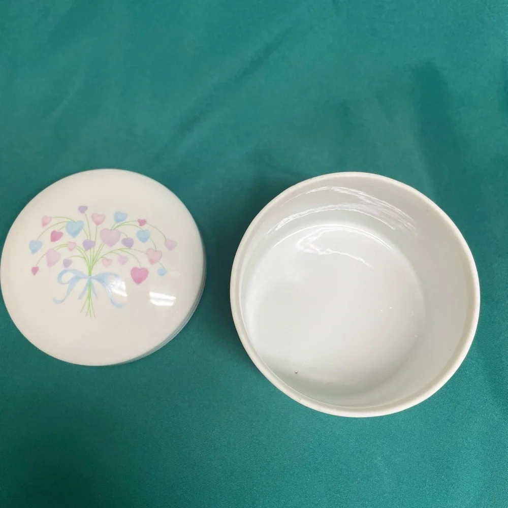 Trinket Box Heart Design White Porcelain